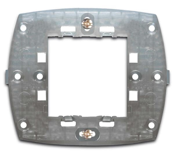 Supporto da incasso 2 moduli con viti per scatola rettangolare o tonda, distanza viti 60mm, colore argento, per impianti elettrici domestici e professionali