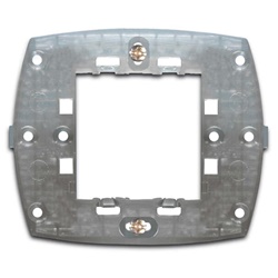 Supporto da incasso 2 moduli con viti per scatola rettangolare o tonda, distanza viti 60mm, colore argento, per impianti elettrici domestici e professionali