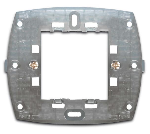 Supporto 2 moduli con griffe per scatola tonda 1 modulo, installazione incasso, colore argento