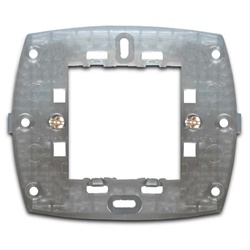 Supporto 2 moduli con griffe per scatola tonda 1 modulo, installazione incasso, colore argento
