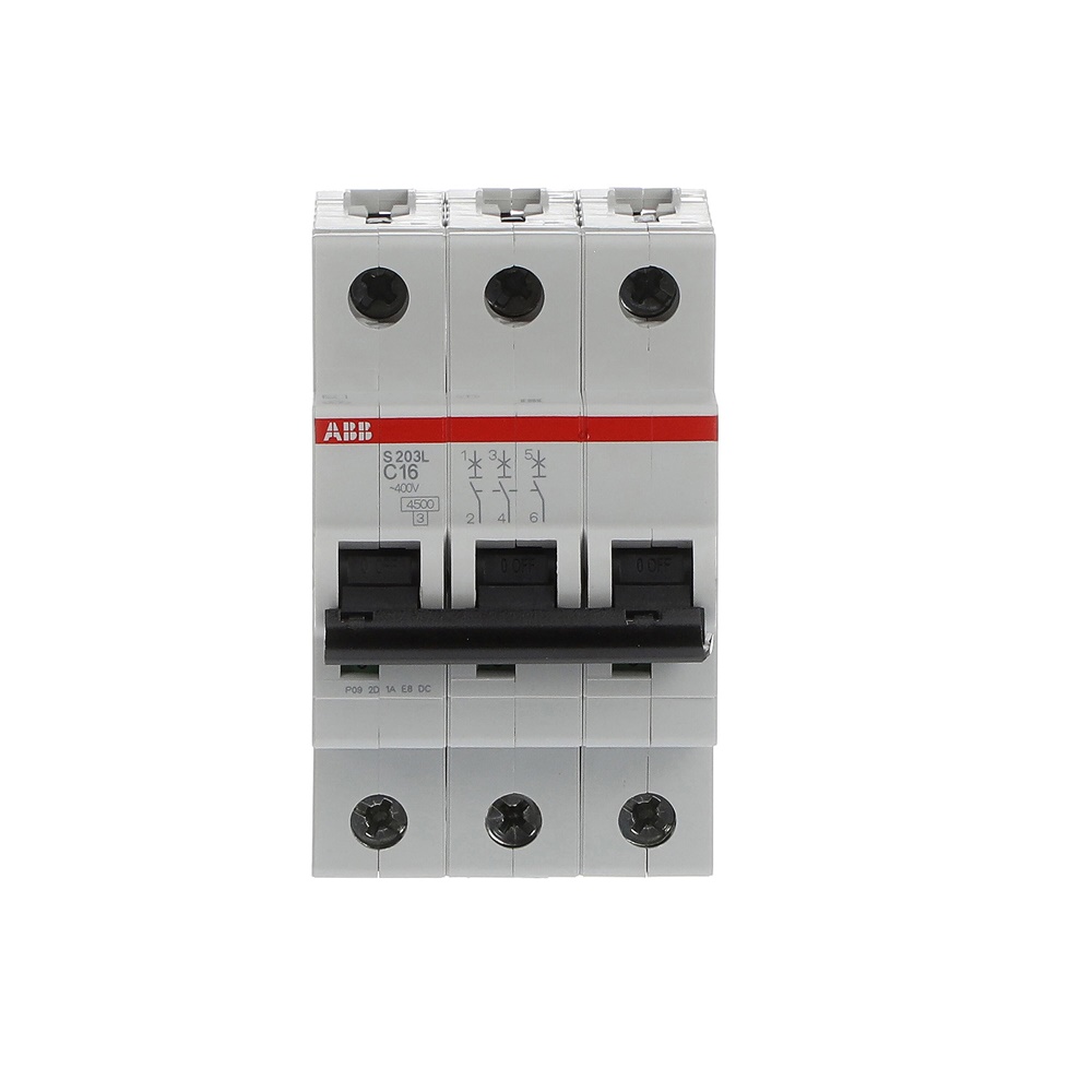 Interruttore automatico modulare S203L C16 3 poli 16A curva C protezione impianti elettrici residenziali e industriali
