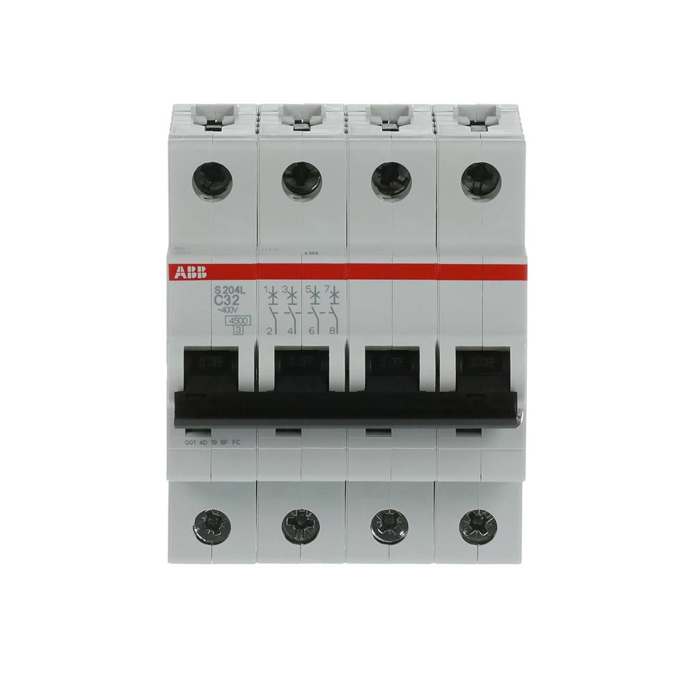 Interruttore automatico S204L 4 poli 32A curva C 4,5kA protezione impianti elettrici residenziali industriali