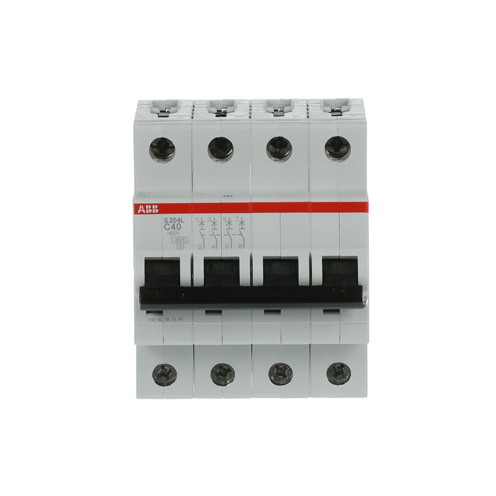 Interruttore automatico S204L C40 4 poli 40A curva C 4,5kA per impianti elettrici residenziali e industriali