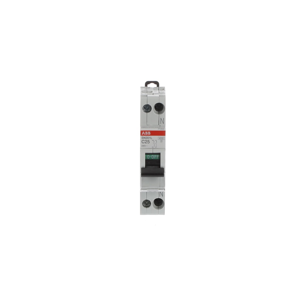 Interruttore automatico unipolare SN201L C25 25A curva C 230V protezione circuiti residenziali e industriali