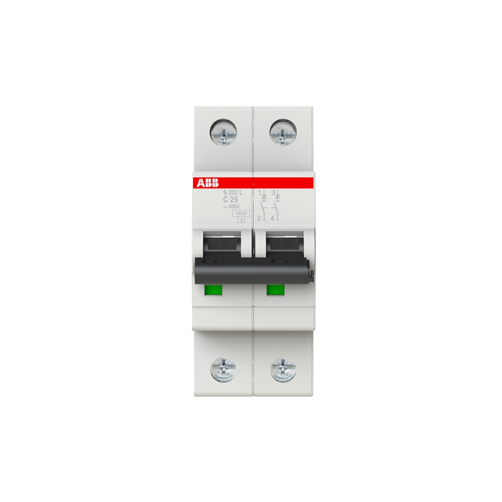 Interruttore automatico modulare S202L C25 25A 2P 4,5kA protezione impianti elettrici residenziali industriali