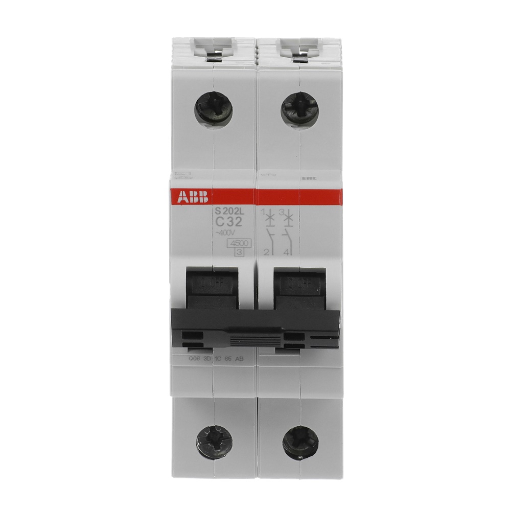 Interruttore automatico Miniature Circuit Breaker S200L 2P 32A C 4,5kA per protezione circuiti elettrici residenziali e industriali