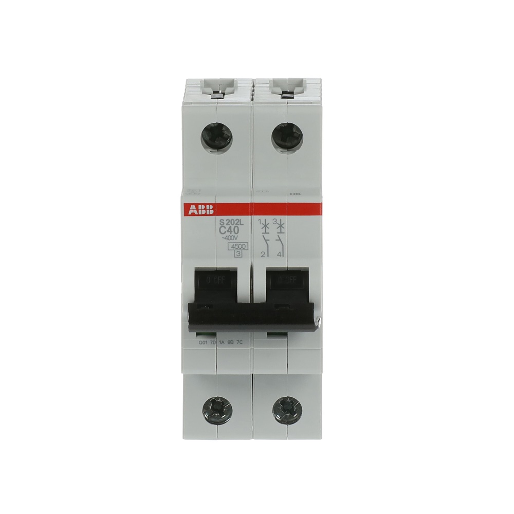Interruttore automatico modulare S202L C40 2 poli 40A curva C 4,5kA per impianti elettrici residenziali e commerciali