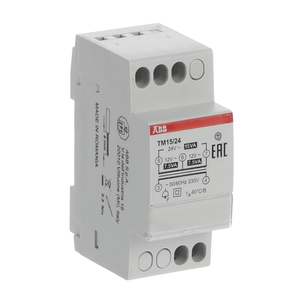 Trasformatore elettrico TM15 15VA 12-24V sicurezza SELV per impianti residenziali e industriali