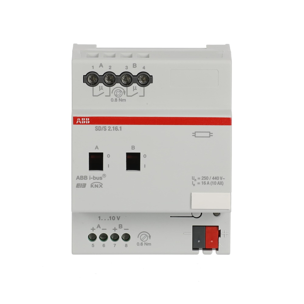 Switch/Dim Actuator 2 canali 16A per controllo luci con ballast elettrici MDRC