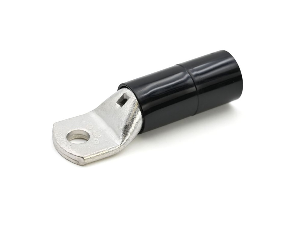 Capocorda ad occhiello isolato PA6.6 sezione 95mmq vite 8mm per conduttori rame flessibili uso elettrico