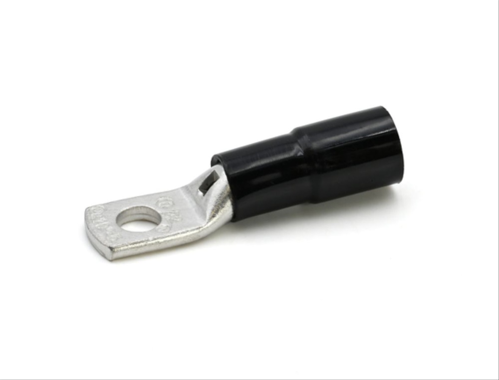 Capocorda isolato ad occhiello PA6.6 nero rame stagnato 10mmq vite 4mm per connessioni elettriche flessibili