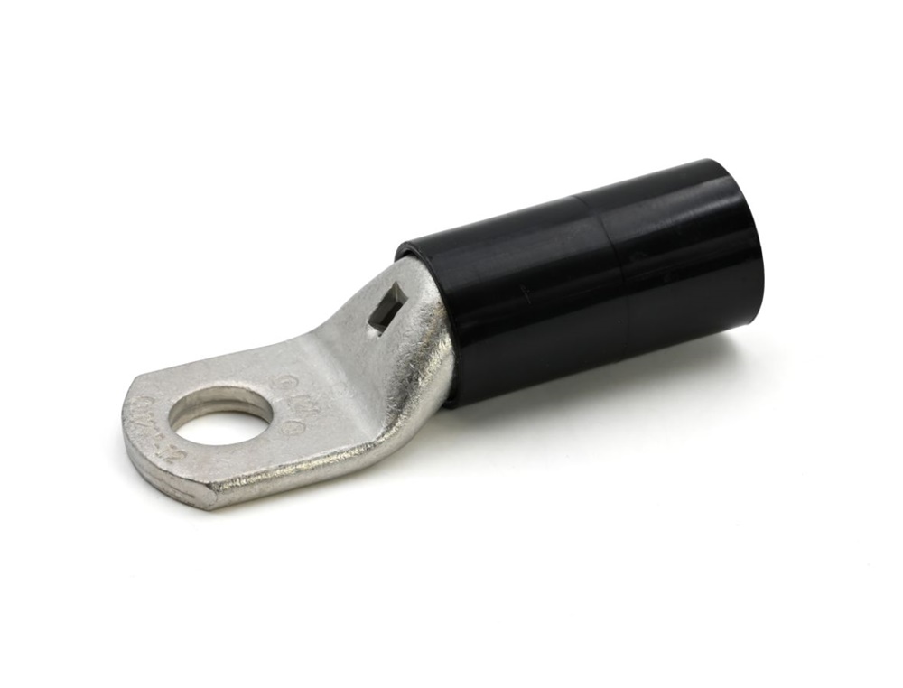 Capocorda ad occhiello isolato PA6.6 rame 120mmq vite 10mm per applicazioni elettriche flexible classe 5 nero
