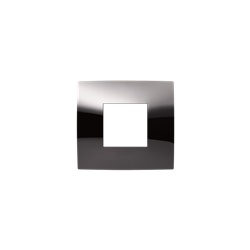 Placca incasso 2 moduli metallo black lucido design moderno per impianti elettrici