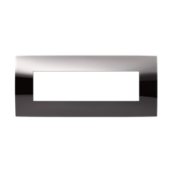 Placca incasso 7 moduli finitura metal black lucido per impianti elettrici residenziali e commerciali