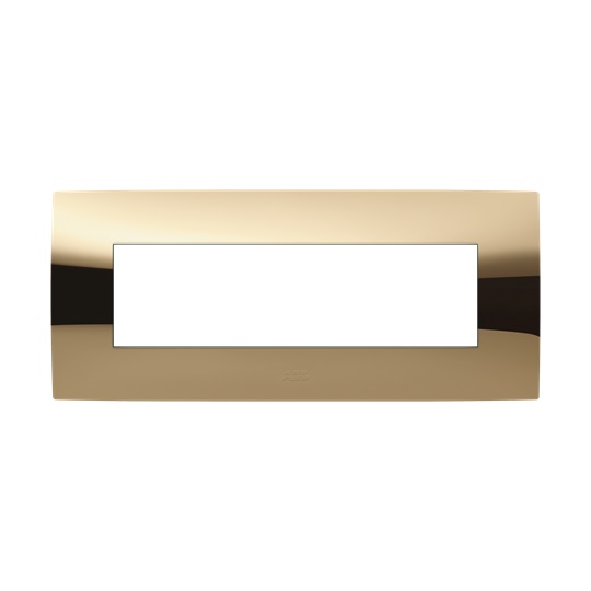 Placca incasso 7 moduli finitura oro lucido serie Chiara per impianti elettrici residenziali e commerciali