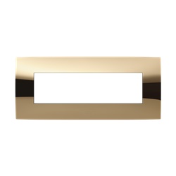 Placca incasso 7 moduli finitura oro lucido serie Chiara per impianti elettrici residenziali e commerciali