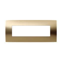 Placca 7 moduli finitura oro satinato per installazioni elettriche incasso