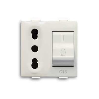 Presa bivalente 2P+E 16A 250V con interruttore e protezione magnetotermica per uso domestico e professionale
