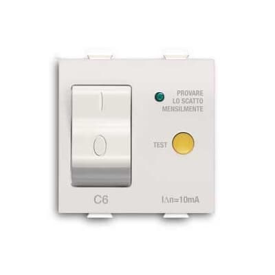 Interruttore differenziale automatico 1P+N 6A 30mA tipo A protezione guasti impianti elettrici
