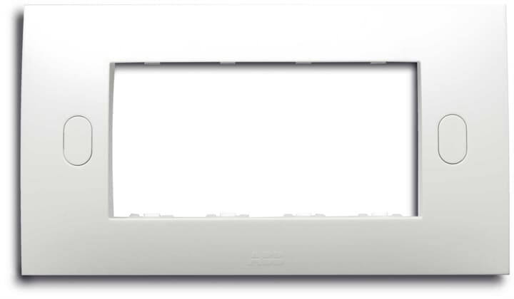 Placca autoportante 4 moduli bianco RAL9016 per installazioni elettriche incasso