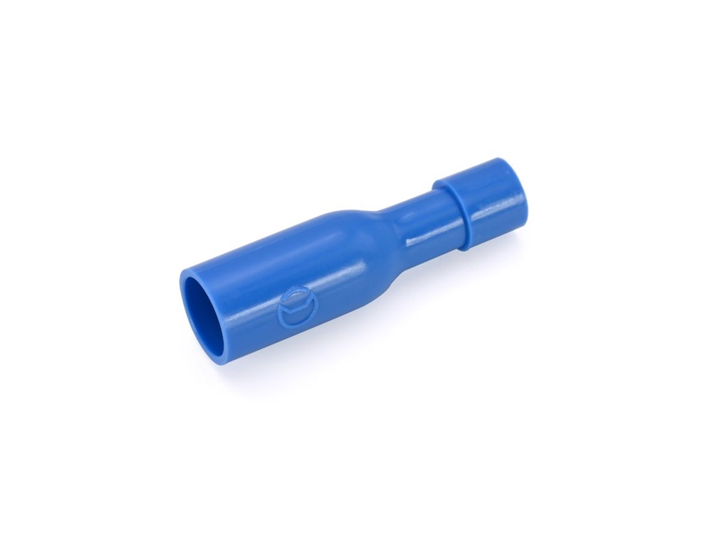 Innesto cilindrico femmina blu 5mm ottone isolato con spargitore per applicazioni elettriche professionali