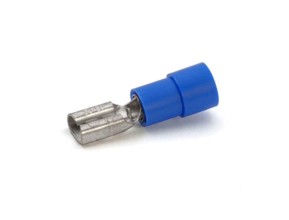 Innesto femmina blu 4,8x0,8 mm ottone parzialmente isolato per applicazioni elettriche