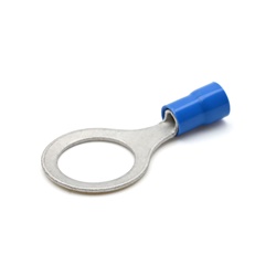 Capocorda ad occhiello preisolato PVC blu vite 12mm per conduttori rame 1,5-2,5 mmq installazioni elettriche
