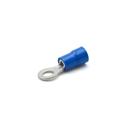Capocorda blu ad occhiello vite 2mm preisolato PVC per conduttori rame 1,5-2,5 mmq settore elettrico