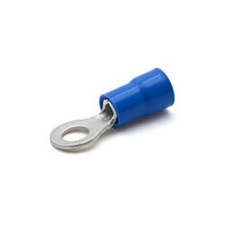 Capocorda ad occhiello preisolato PVC blu vite 5mm per conduttori rame 1,5-2,5 mmq