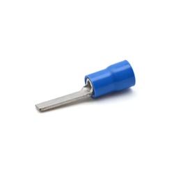 Capocorda blu preisolato PVC puntale piatto 13,3x2,9 mm per conduttori rame 1,5-2,5 mmq