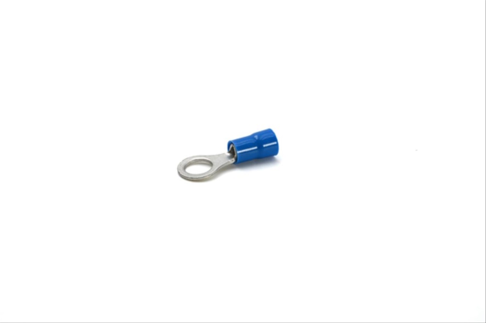 Capocorda ad occhiello preisolato policarbonato blu halogen free vite 6mm 1,5-2,5 mmq per conduttori rame