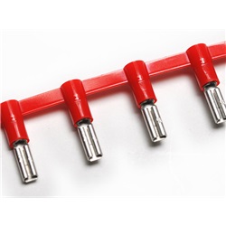 Innesto femmina concatenato giallo 6,3x0,8 mm ottone isolato PC per applicazioni elettriche