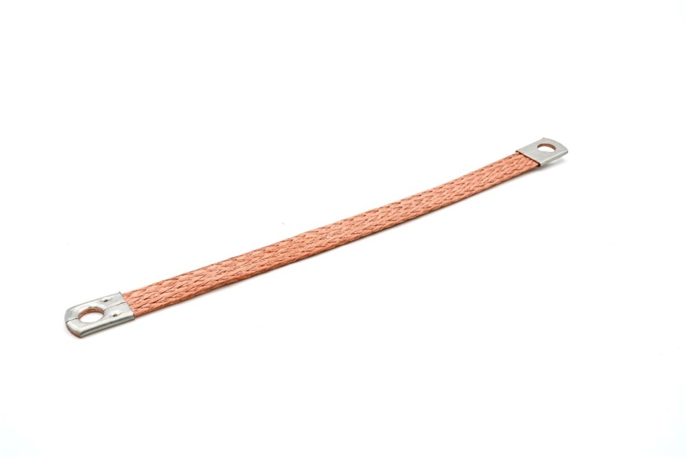 Treccia flessibile rame ETP 10mmq lunghezza 250mm con vite 8 per messa a terra quadri elettrici