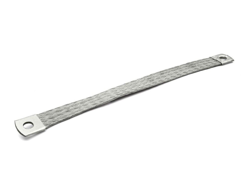 Treccia stagnata rame 25mmq lunghezza 250mm per messa a terra quadri elettrici