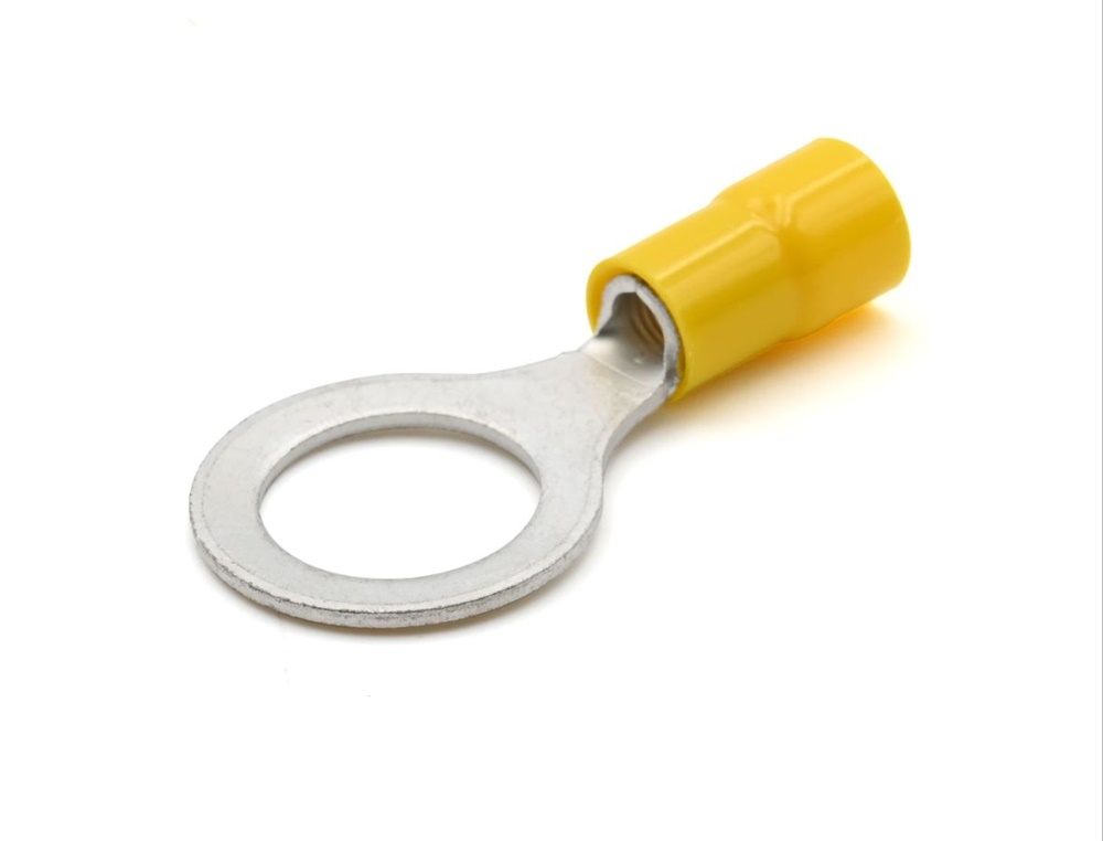 Capocorda giallo occhiello vite 12mm per cablaggi elettrici