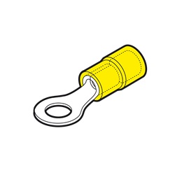Capicorda preisolati giallo in pvc a occhielli vite 4mm (confezione 100pz) 