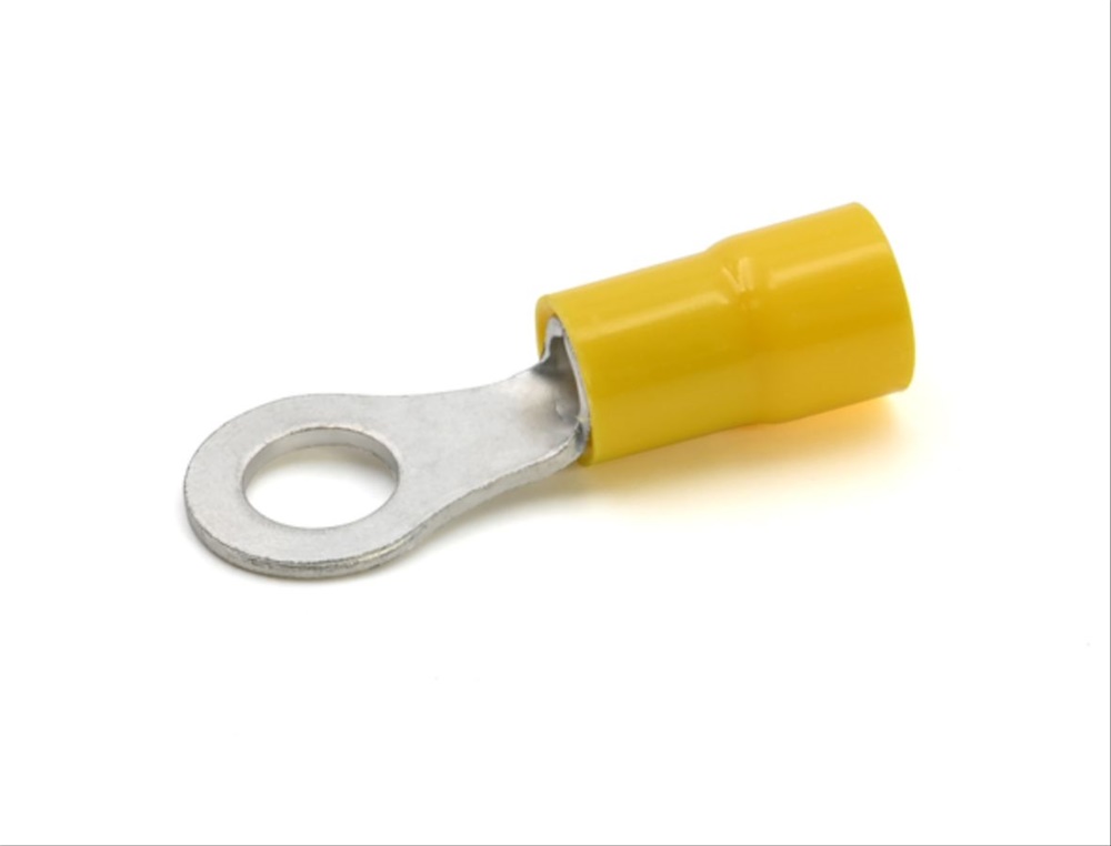 Capocorda ad occhiello giallo preisolato PVC vite M6 per conduttori rame 4-6 mmq uso elettrico