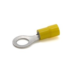 Capocorda ad occhiello isolato PVC giallo vite M8 sezione 4-6 mmq rame uso elettrico