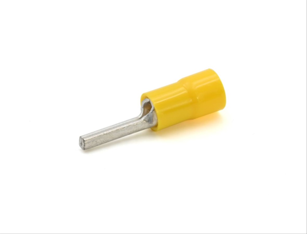 Capocorda giallo puntale tondo P preisolato PVC per conduttori rame 4-6 mmq P=14mm