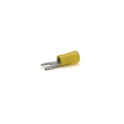 Capocorda giallo a forchetta preisolato PVC vite 10mm per conduttori rame 4-6 mmq