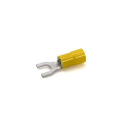 Capocorda a forcella preisolato giallo vite 12mm per conduttori rame 4-6 mmq
