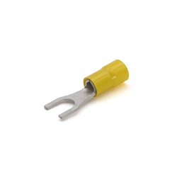 Capocorda giallo a forcella preisolato PVC vite 14mm per conduttori rame 4-6 mmq impianti elettrici