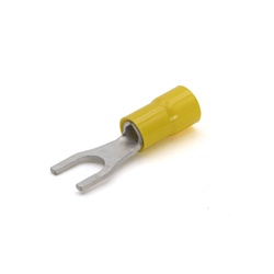 Capocorda giallo a forcella preisolato PVC vite 16mm per conduttori rame 4-6 mmq
