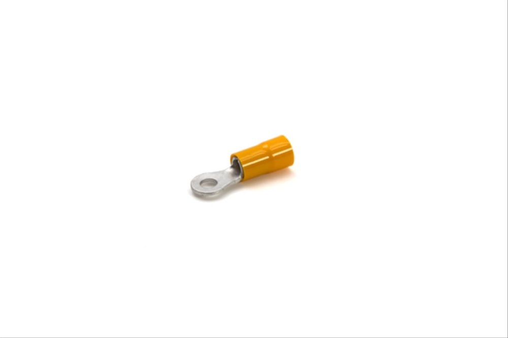 Capocorda ad occhiello halogen free giallo per conduttori rame 4-6 mmq vite 4mm uso elettrico