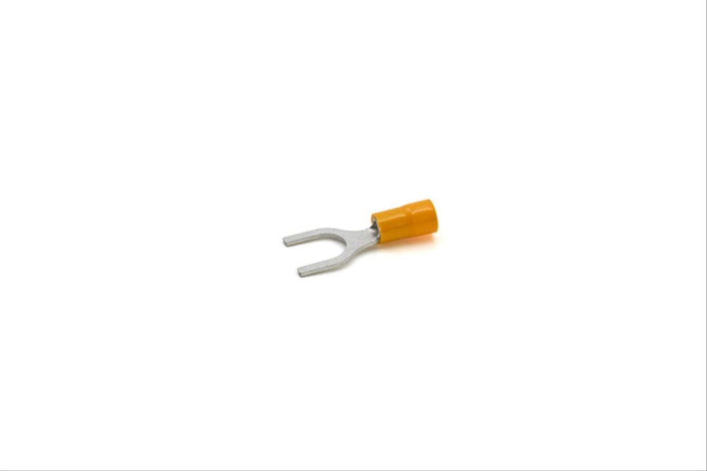 Capocorda a forcella giallo halogen free per conduttori rame 4-6 mmq vite 8mm