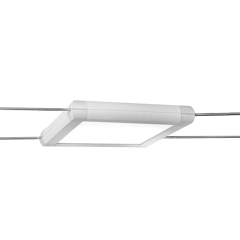 Sistema a tesata LED 23W 320mm corpo alluminio diffusore policarbonato bianco/grigio opaco luce diffusa mono/biemissione spot orientabile