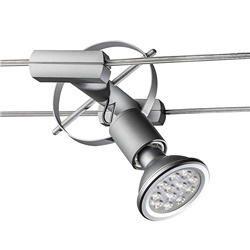 Sistema a tesata grigio E27 IP20 con corpo in alluminio e diffusore policarbonato per illuminazione LED integrata o lampadine tradizionali