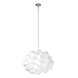 Lampada sospensione moderna struttura cromata paralume policarbonato bianco E27 interni