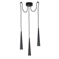 Sospensione 3 elementi nera metallo laccato GU10 illuminazione interna design moderno