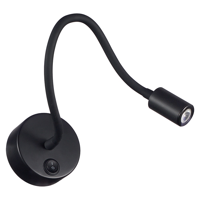 Applique LED 3W nera orientabile luce calda 3000K IP20 per interni residenziali e commerciali